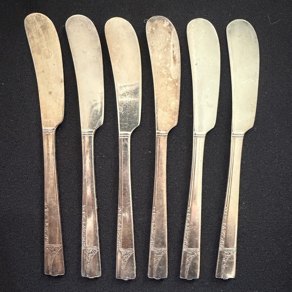 Oneida Nobility Caprice 6 Piece Butter Knife Spreaders Silver Plate